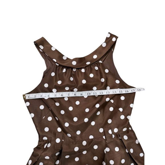 Jessica Howard Brown Polka Dot Halter Neck Fit Flare Dress Size 6 - Picture 5 of 6